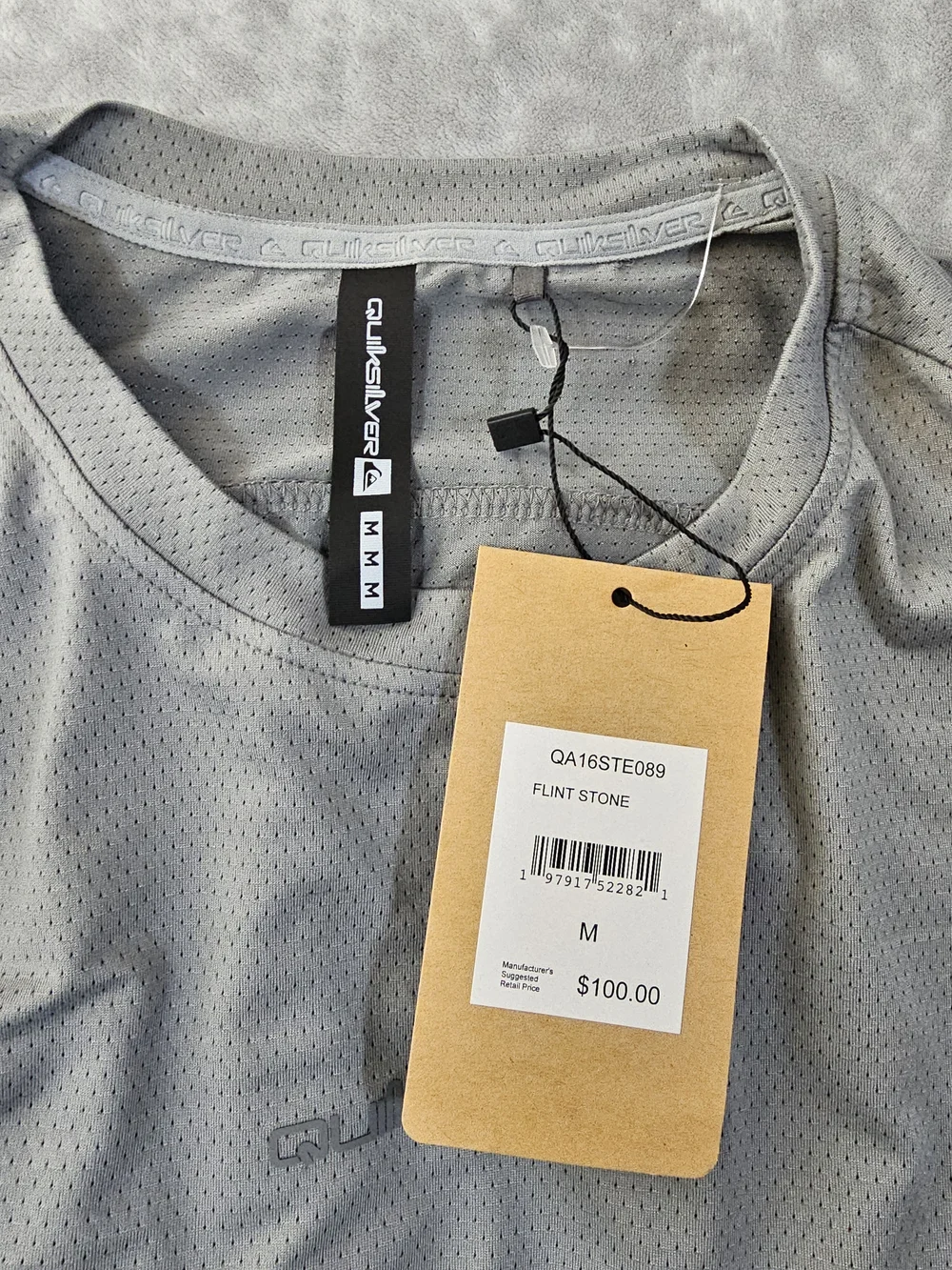 Quiksilver Gray Performance Tee with Blue Patterned Shorts